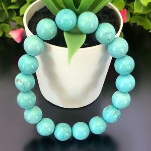 Turquoise 10mm Natural Stone Beads Stretchable Bracelet